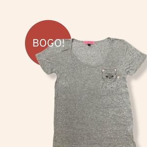 Smarty Cat Pocket Tee Sugar High Scoop Neck Shirt Heather Gray Medium